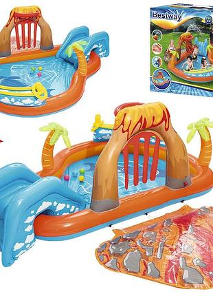 Надувной игровой центр bestway 53069 «вулкан», 265 х 265 x 104 см, с горкой и шариками