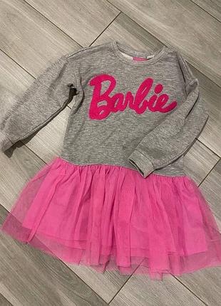 Сукня для дівчинки barbie тепла сіра з рожевим