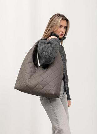 Женская сумка sambag hobo l серая стропченная
