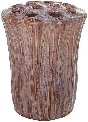 Ваза керамическая настольная "woodgrain" 20.5см керамика розовая