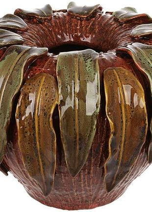 Ваза керамическая "brown leaf" ø28.5x21.5см с объемным декором