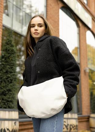 Женская сумка хобо sambag экокожа на плечо белая