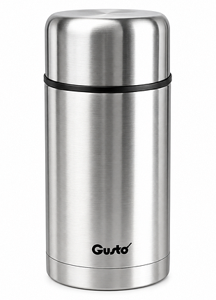 Термос харчовий із нержавіючої сталі gusto gt gvf010 1000 мл для збереження температури напоїв із кришкою-чашкою сріблястий