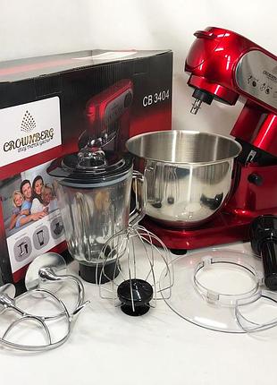 Кухонный комбайн 3 в 1 crownberg cb-3404 тестомес-мясорубка-блендер 2200вт