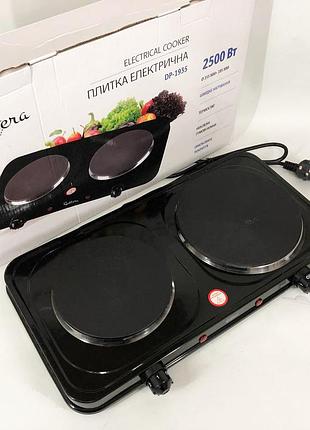 Плитка настольная электрическая suntera dp-1935b, 2500 w, 2 конфорки разного диаметра black