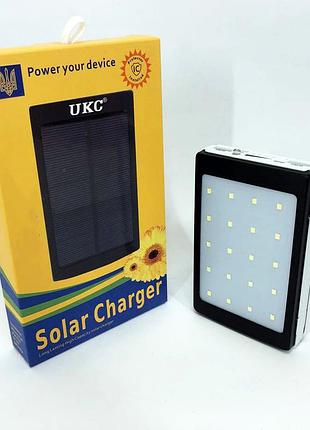 Умб power bank solar 20000 mah мобильное зарядное с солнечной панелью и лампой, повербанк для планшета