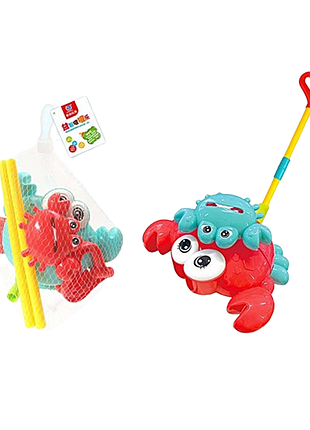 Игрушка каталка с палочкой "игривый краб", красный (a0503)