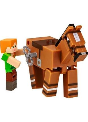 Игрушка майнкрафт 3d заводная игрушка, алекс на свинье (mc1014)