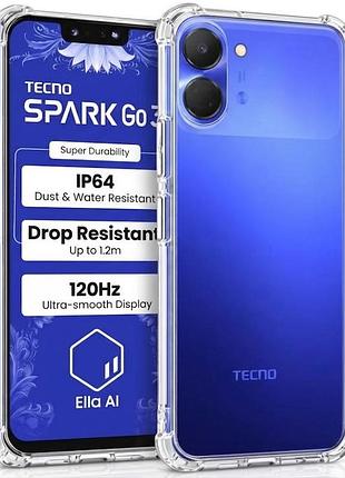 Чехол fiji proof для tecno spark go 3 (kn3) прозрачный бампер с усиленными бортами transparent