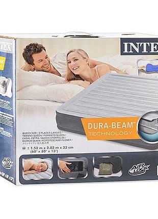Надувне ліжко intex comfort plush mid rise airbed 67770, вбудований електронасос ( 203x152x33см)