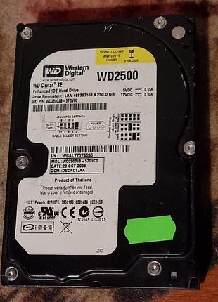 100% ide hdd 3.5 250 гб wd caviar se 7200 47.7/49.0 жесткий диск wd2500jb-57gvc0 western digital ata pata eide