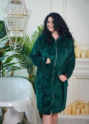 Жіночий махровий халат на блискавці великі розміри l,xl,2xl,3xl 56
