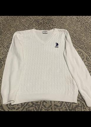 Дитячий білий джемпер u.s. polo assn. на 7-8 років (ріст 122-128 см)