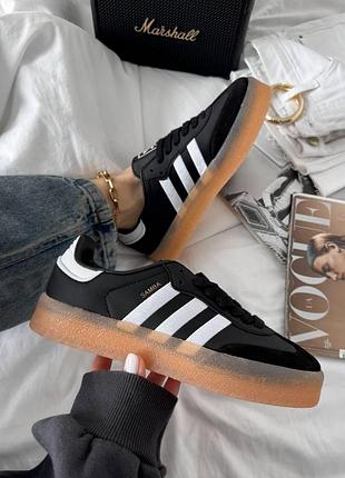 Чорні кросівки adidas samba xlg black white gum x адідас самба 36