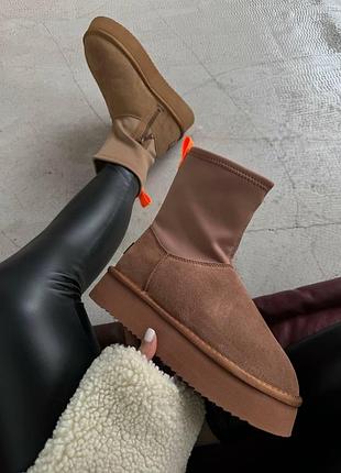Жіночі коричневі черевики ugg classic dipper boots brown х діппер 36