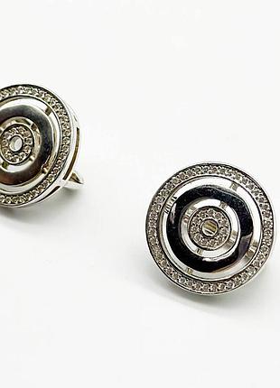 Срібні сережки в стилі "bvlgari" зі вставкою фіаніт