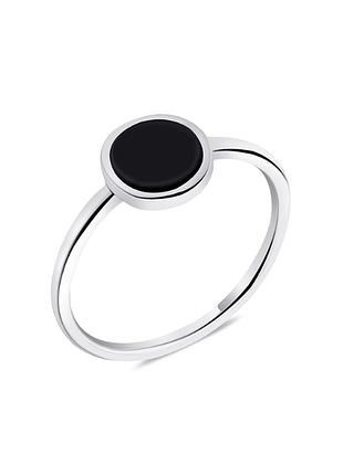 Серебряное кольцо в стиле "van cleef и arpels" со вставкой оникс, размер 17,5, вес: 1.6 г