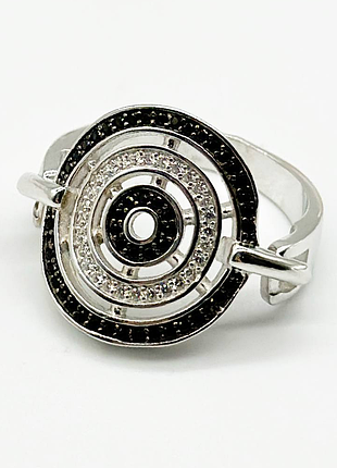 Срібна каблучка в стилі "bvlgari" зі вставкою фіаніт, розмір 18,0, вага: 5.5 г