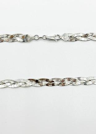 Серебряная цепочка родированная, плетение коса, размер 50 см x 0,7 см, вес: 17.5 г