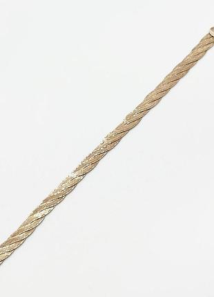 Срібний браслет в позолоті, коса (875б), розмір 19 см x 0,8 см, вага: 9.2 г