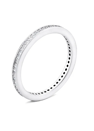 Серебряное кольцо с белыми фианитами, размер 15,0, вес: 1.5 г