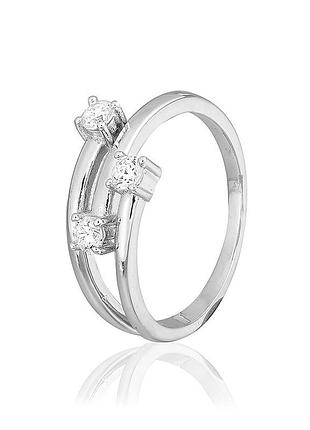 Серебряное кольцо с фианитами, размер 16,0, вес: 2.8 г