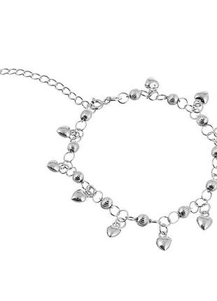 Серебряный браслет с подвесами, размер 16,5 см x 0,15 см, вес: 5.2 г