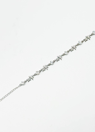 Серебряный браслет со вставкой фианит, размер 17 см x 0,9 см, вес: 6.8 г