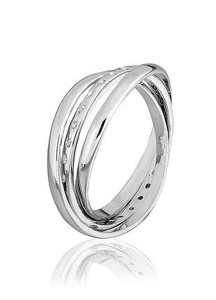 Серебряное кольцо с фианитами, размер 16,0, вес: 3.5 г