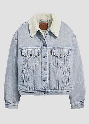 Куртка жіноча джинсова levi's premium sherpa блакитна