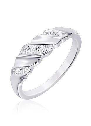 Серебряное кольцо с фианитами, размер 16,5, вес: 2.2 г