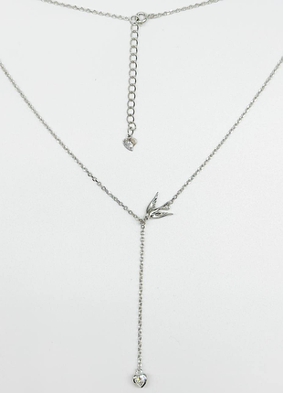 Срібне кольє зі вставкою swarovski zirconia, розмір 40 см x 0,15 см, вага: 3.5 г