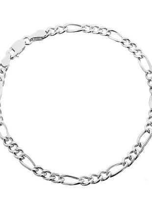 Серебряный браслет, фигаро (картье) 3+1 (809р), размер 22 см x 0,45 см, вес: 4.2 г