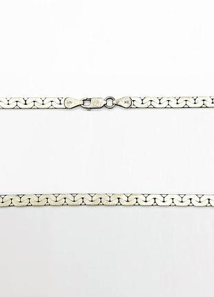 Серебряная цепь оружейная, плетение плоская лента, размер 50 см x 0,5 см, вес: 25.7 г