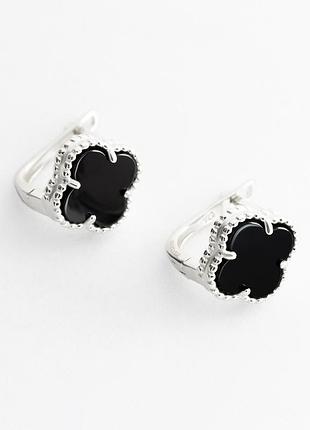 Сережки у стилі "van cleef та arpels" з оніксом