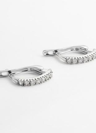 Серьги из серебра классические с фианитами