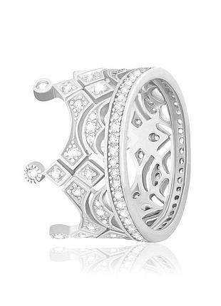 Серебряное кольцо с фианитами "корона", размер 16,5, вес: 6.0 г