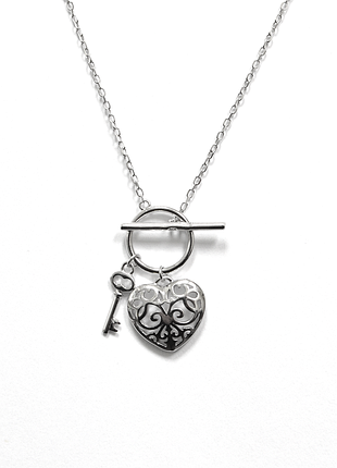 Серебряное колье сердце одинарное, размер 50 см x 0,1 см, вес: 3.1 г