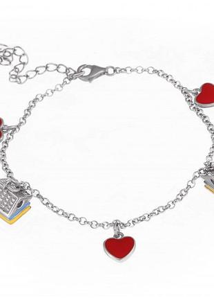 Серебряный браслет со вставкой эмаль, размер 17 см x 0,1 см, вес: 6.5 г