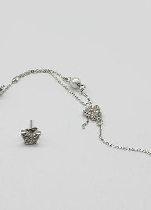 Серебряные серьги в стиле "van cleef и arpels" со вставкой фианит/sea shell pearl
