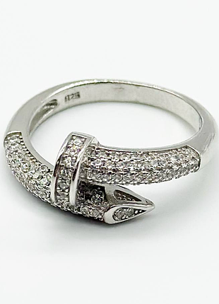 Серебряное кольцо в стиле "cartier" со вставкой фианит, размер 16,0, вес: 3.7 г
