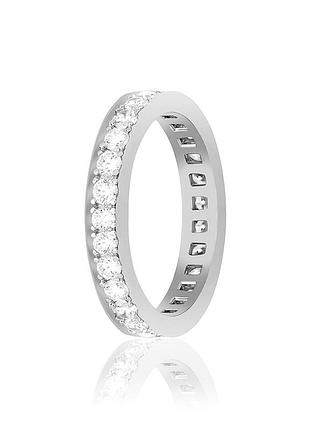 Серебряное кольцо в стиле "bvlgari" со вставкой фианит, размер 17,5, вес: 3.0 г