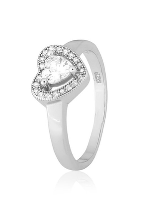 Серебряное кольцо с фианитами, размер 15,5, вес: 2.9 г