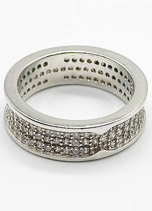 Серебряное кольцо в стиле "bvlgari" с фианитами, размер 16,5, вес: 5.0 г