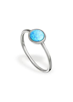 Серебряное кольцо с голубым опалом, размер 17,0, вес: 1.5 г
