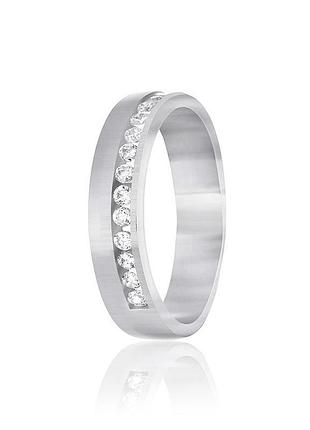 Серебряное кольцо с фианитами, размер 17,0, вес: 3.6 г