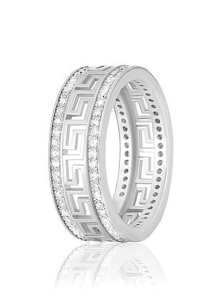 Серебряное кольцо с фианитами, размер 16,5, вес: 3.6 г