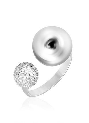 Серебряное кольцо с фианитами, размер 15,5, вес: 5.5 г
