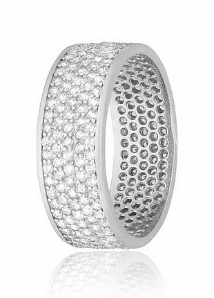 Серебряное кольцо с фианитами, размер 15,0, вес: 5.6 г