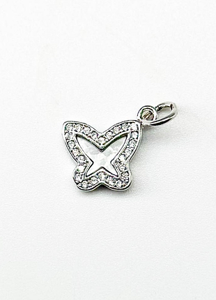 Срібна підвіска в стилі "van cleef та arpels" зі вставкою фіаніт/перламутр